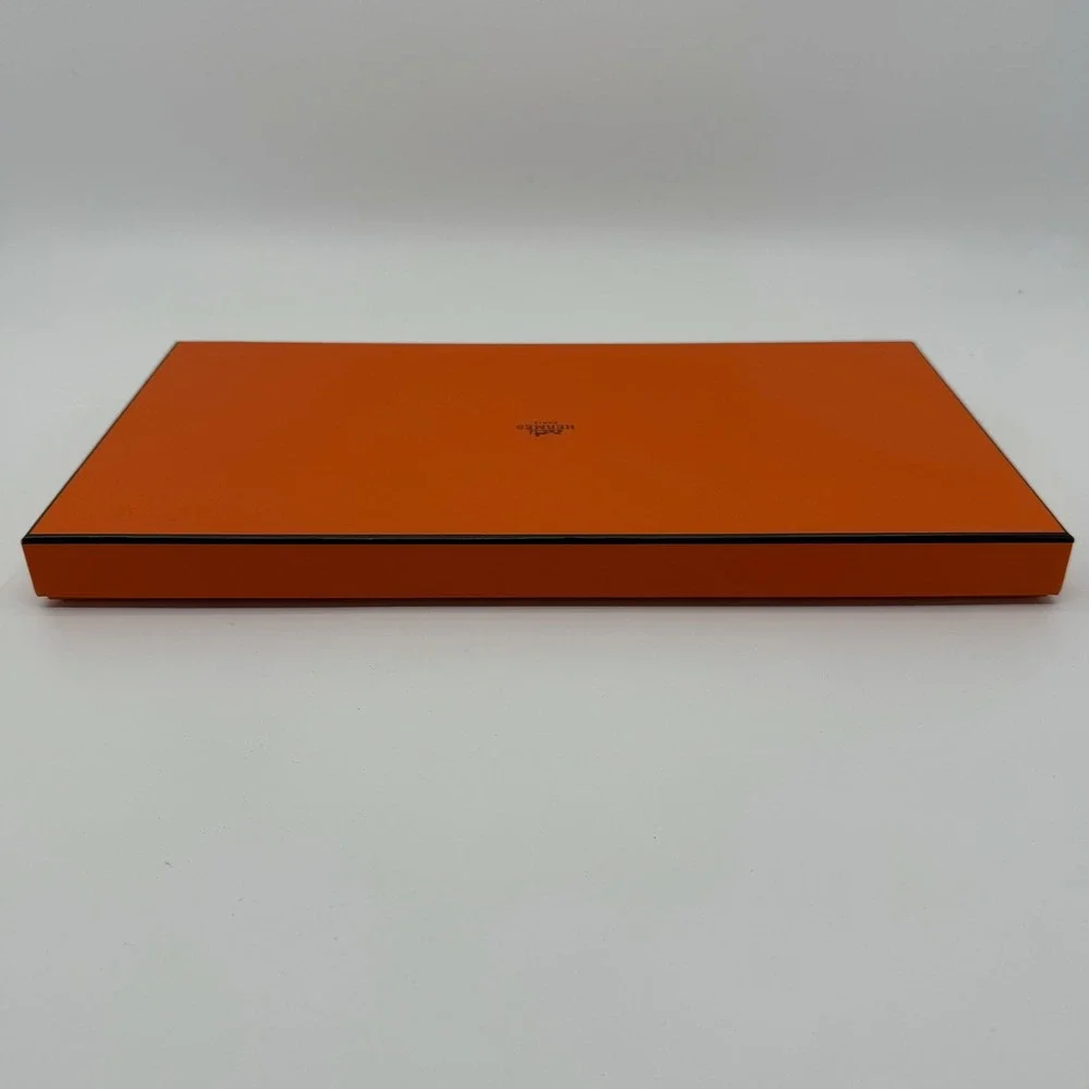Hermes Empty Gift Box Orange 7x14x1 Authentic Logo Tissue Ribbon Luxury